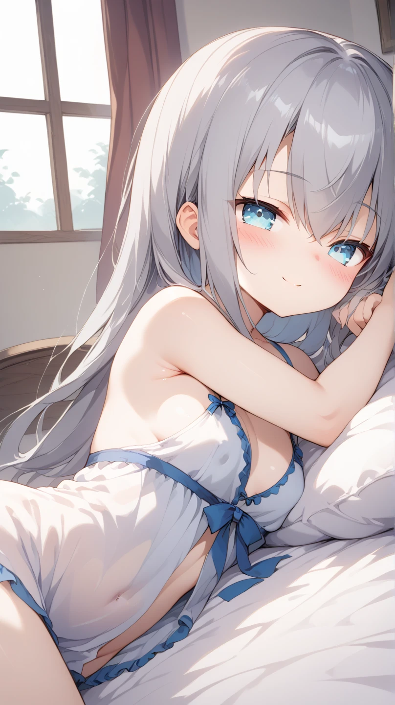 nsfw,(1boy and 1girl are having sex,lying on her stomach,vaginale,sex,:2.0),Shiny golden hair、Dazzling blonde, super long, silky hair、Cute little beautiful face of 17 years old、Shiny hair dancing in front of a beautiful face、length, Silky bangs that cover the eyes、Bright pale blue eyes、Hair fluttering in the wind、Hair that hides the face、Sexy and cute young woman with super long bangs、Pure white skin、Oil-based cheek gloss、Small Face Beauty、TVAddicted to games、Headphones、Wet white tube top bra、Wet grey tight see-through hot pants、Highest quality、RAW Photos、Portrait、True to anatomy、slender、Big Breasts、(Fullbody,shot:1.2),(vulgarity1.8),(saliva:1.2),