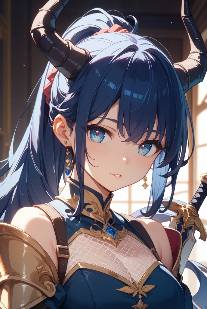 Girl, Raiden Shogun, Korean woman, shoulder exposure, shoulder smooth texture latex, coquettish smile, anime feel, evil devil, {blackening}, {teasing smile}, {teasing smile},