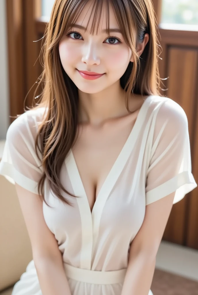 Tabletop, Highest quality, figure, Super detailed, In detail, High resolution, 8k wallpaper, Perfect dynamic composition, Beautiful attention to detail, Summer Casual Wear,Shorts、Long Hair,Large Breasts、Natural color lip, Bold sexy pose,smile,Harajuku、20-year-old girl、cute、sexy shot looking at camera、T-Shirts