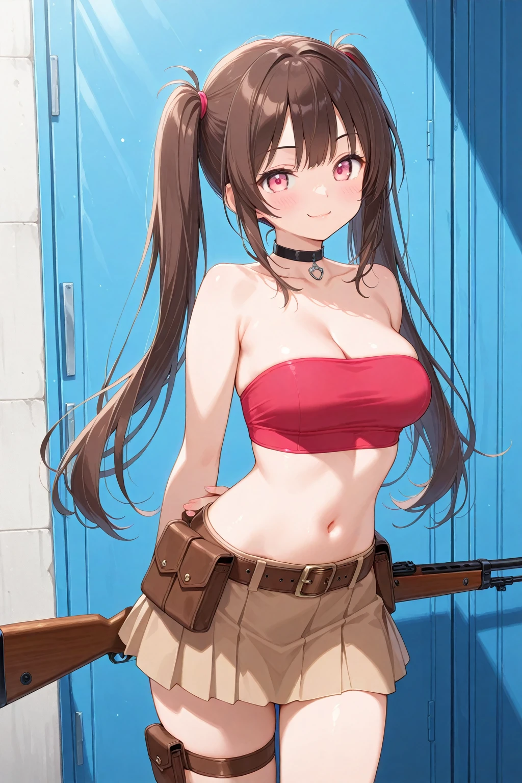 Brown Hair, Small breasts, 1girl, 独奏, large breast, blush, lipstick, masterpiece, best quality, highly detailed, a anime girls in police uniforms with a gun posing for a
picture, police outfit, military outfit, open mouth, cleavage, evil smile, smile, ecchi anime style, anime
girls, ecchi style, ecchi, digital anime art!!, in anime style, , (nsfw) not safe for work, official artwork,
visual novel cg, beautiful anime girl, anime style 4 k, micro pencil skirt, pencil skirt, micro skirt, exposed
belly, exposed navel, exposed midriff, exposed lower belly, holding a gun, , outdoor,street,road, next to police car, police car