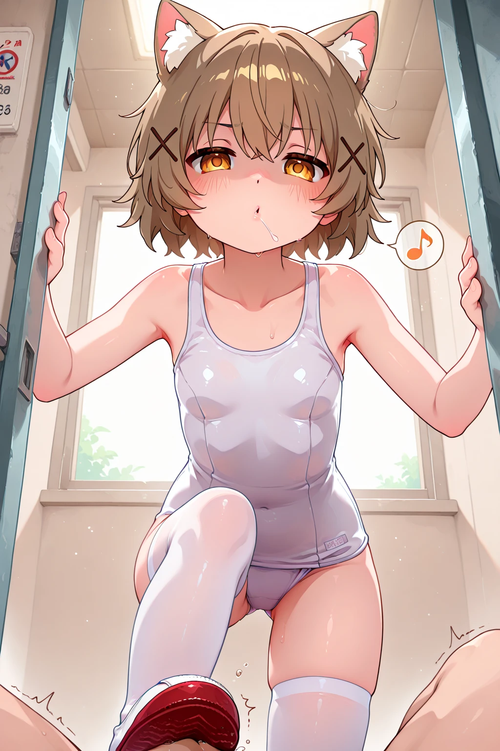 ((highest quality)), ((masterpiece)), (be familiar with), perfect face, indoor, Bedroom, looking at the viewer,
one woman, Haibara Ai,
open mouth, ecstatic expression, blush, smile,
small breasts, flat chest, young girl, , , girl,
long hair, brown hair, light blue eyes, short hair,
Completely naked, Nipple exposed, Sex with a man with a big cock, 膣内ejaculation, semen splashes, Insert a into your, sex in missionary position, , spread legs,