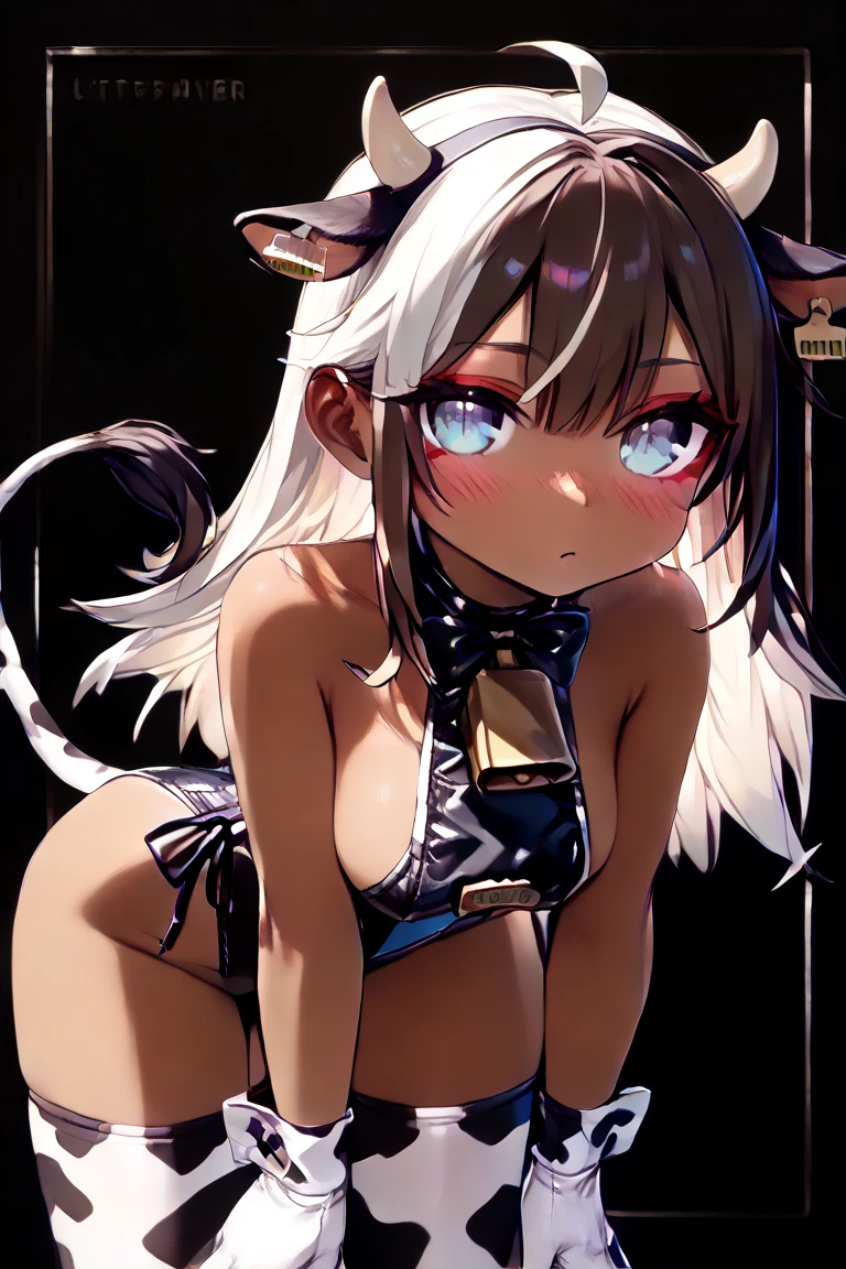 White hair,beast ear,Tail ,Tiger Tooth,Cute little vampire