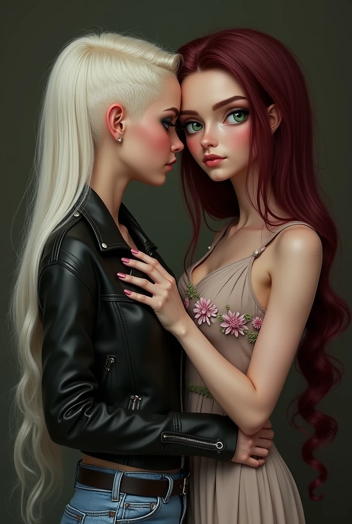 European and American pink hair heavy makeup black