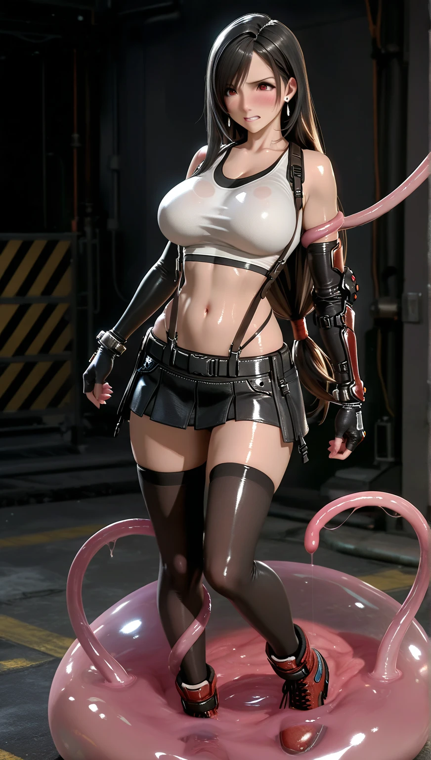 woman,14 years old,,city,night,(((white tight miniskirt bodysuit))),(wet with sweat),open mouth smile((See-through))glasses,((beautiful long ponytail)),((Baby girl body shape)),blush、surprised face,(((Tentacles wrap around the body)))(((raped by tentacles)))(((Tentacles wrap around the body)))(((raped by tentacles)))