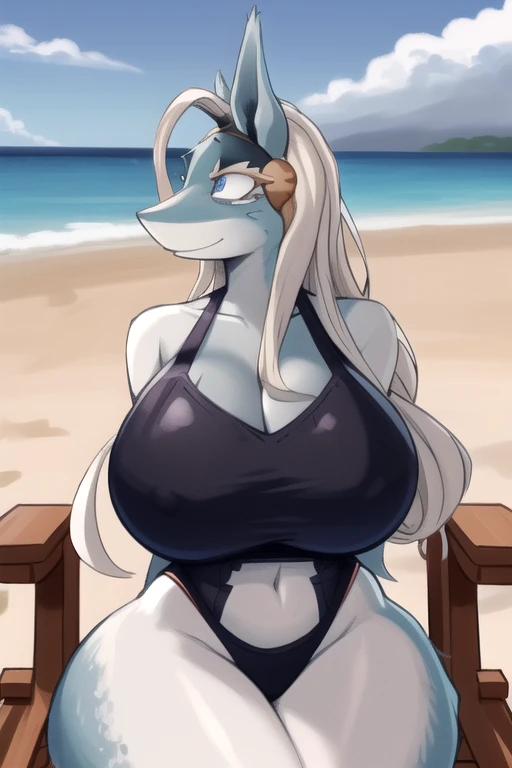 Reshiram,furry,Cute Moe,big breasts,good quality,Good resolution,go to swimming pool,Wear a black one-piece swimsuit.,Good light and shadow details,shade,Take a sexy shower,sexual face
