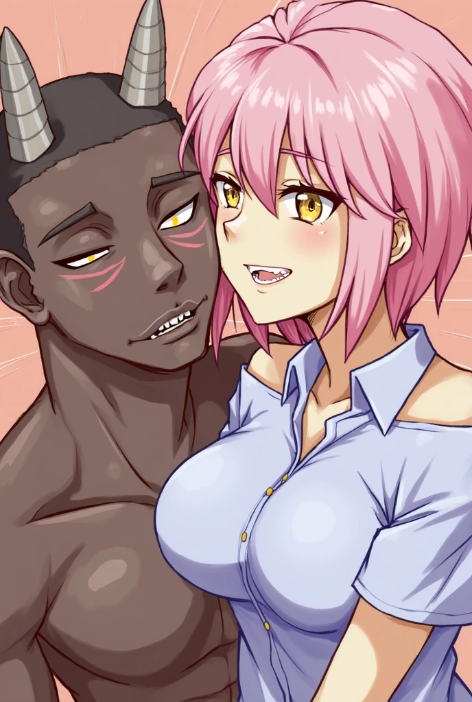 One Girl Goto Hitori、Bocchizarock、naked、Big Breasts、Pink Hair、Long Hair、Hugging a fat guy。