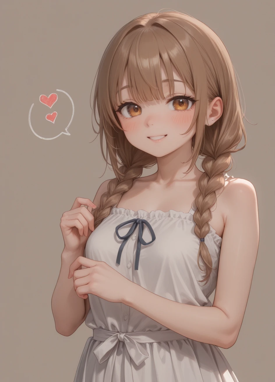 (masterpiece),(best quality), (uitra detailed),One Woman,(braided hair twintails:1), (gold hair color:1),BAEAK,(brown eye:1),BAEAK, (light blue loose dress:2), (small breasts:2),(Sleepy eyes),(cowboy shot:1),(looking back),(20 yo),(young girl:2),(look at viewer:1),