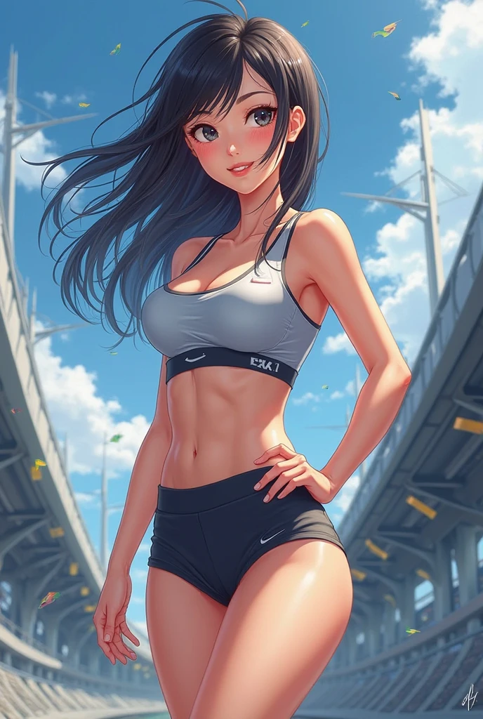 beautiful girl,Unique, Anime Girl, Wearing Hot Yoga Shorts,Smile