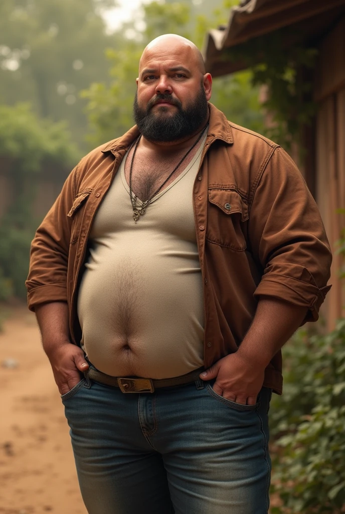 Black potbellied man