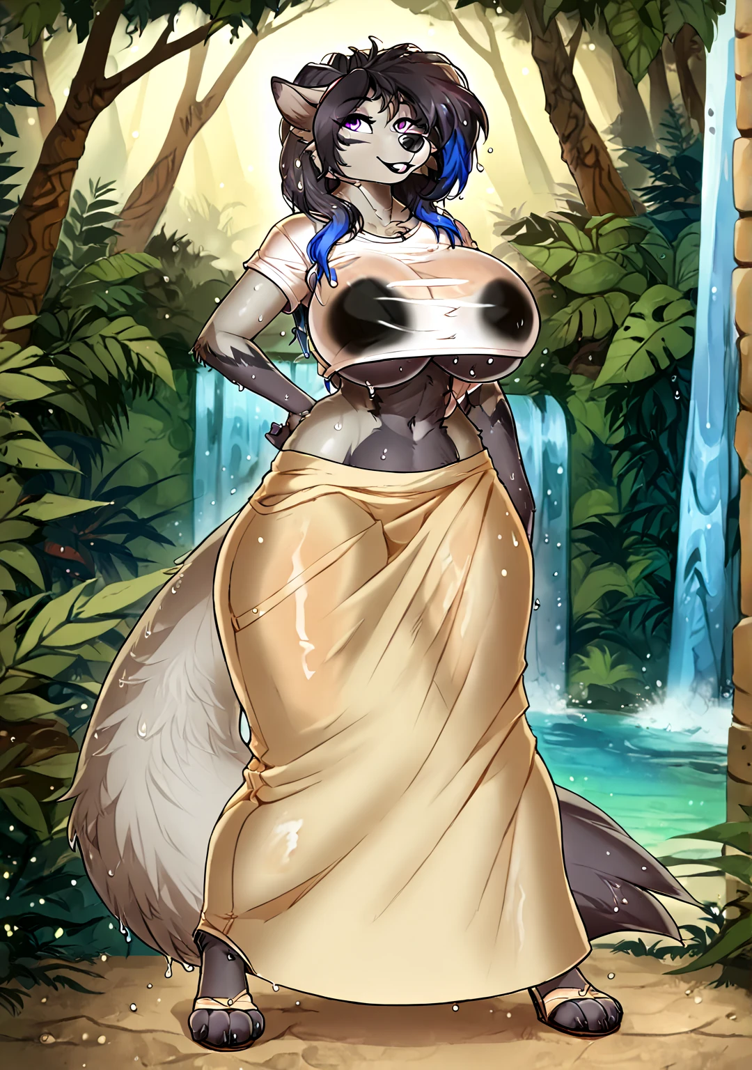 Miku Hatsune, piel bronceada, alta definicion, tatuaje tribal, prehispanic clothes, mayan gir, piramid maya landscape, jungle,nude, tribal body paiting