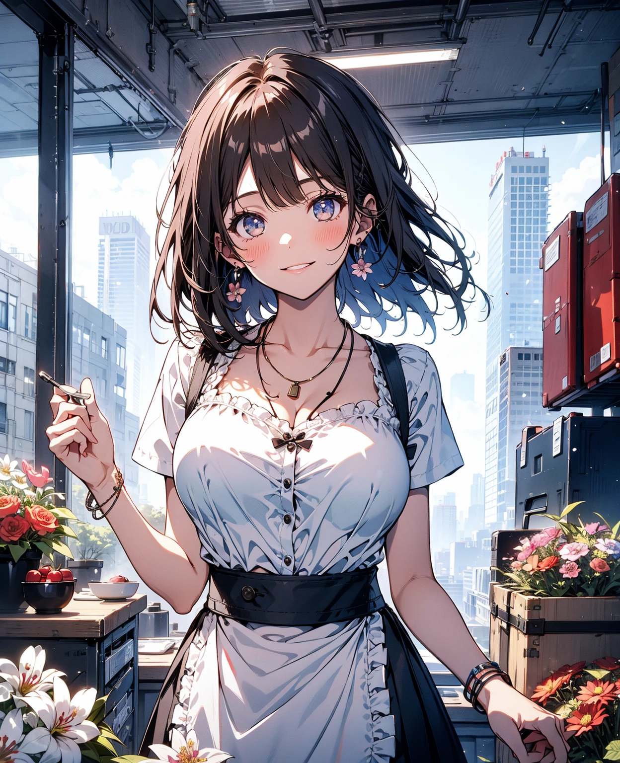 Masterpiece, Best quality, High contrast, Professional photography, Soft light, Sharp focus, 1girll, hmochako, Blush stickers, Short hair, mediating.hands in a pocket, (hands in a pocket: 1.4), (Shibuya: 1.4), (Night lights: 1.4), (Thick body: 1.4), (Short brown hair: 1.4), Brown eyes, hdr (HighDynamicRange), Ray tracing, NVIDIA RTX, Hyper-Resolution, Unreal 5, Local media,  PBR texture post-processing, Anisotropic filtering, Depth of field, Maximum clarity and sharpness, Many-Layer Textures, Albedo and specular maps, Surface Coloring, Accurate Light-Material Interaction Simulation, Octane rendering, bicolor lighting, Low ISO, White balance, Rule of thirds, largeaperture, 8K raw data, Valid subpixel subpixels, Subpixel convolution (Luminous Particle: 1.4), {{Masterpiece, Better quality, highly detailed CG,  Unity 8k wallpaper, 。.3D, Cinematic lighting, Lens flare}}, Beautiful brown eyes, cleavage, Big breasts, full of sweat, Blushing, rough breath,