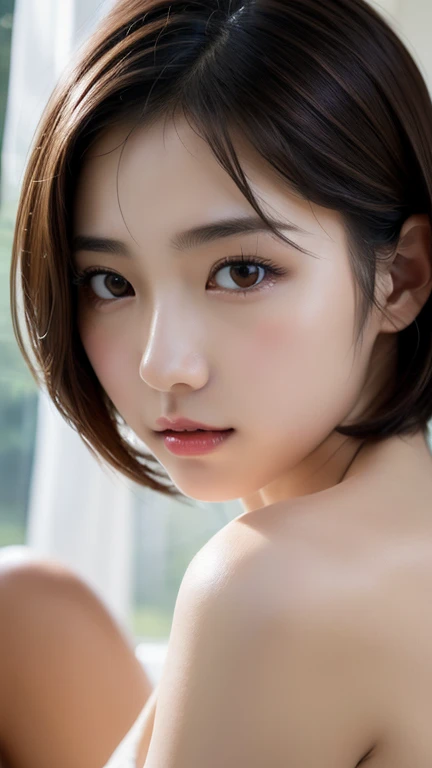 beautiful detailed lips, extremely cute detailed eyes and face, 1 girl, beautiful ultra young japanese girl, slender, slim fit lace camisole, (small breasts:1.75),(short brunette hair:1.5), ((Orgzum:2.0)), (???????:1.25),(shame:1.5), adult beauty,(close up her face:1.5),professional lighting, bright lighting, photorealistic, 8k, high resolution, best quality, masterpiece, ultra-detailed, vivid colors