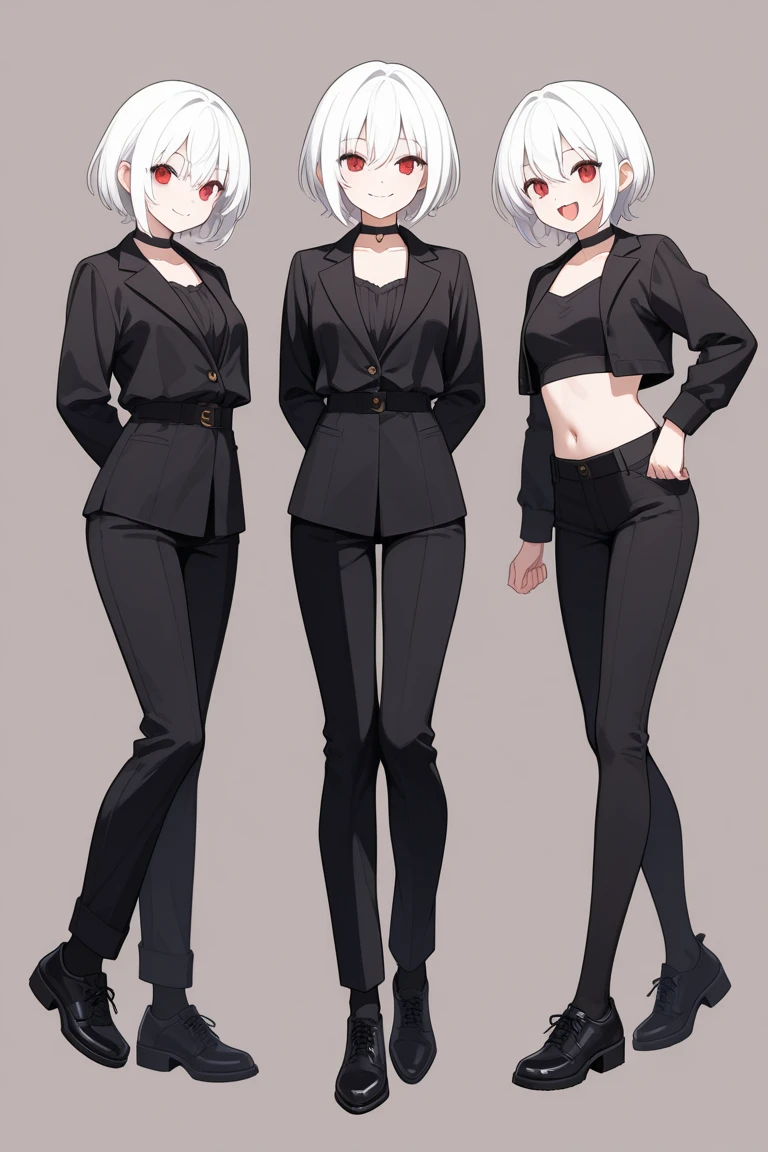 masterpiece, best quality, ShenheV4, 1girl, looking at viewer, blush, smile, skirt, simple background, shirt, hair ornament, long sleeves, white background, holding, cleavage, jewelry, sitting, closed mouth, underwear, jacket, full body, white shirt, pantyhose, earrings, open clothes, glasses, alternate costume, collared shirt, miniskirt, black skirt, bra, character name, high heels, black jacket, open shirt, multiple views, formal, suit, tassel, pencil skirt, bespectacled, contemporary, adjusting eyewear, office lady, tassel earrings,
