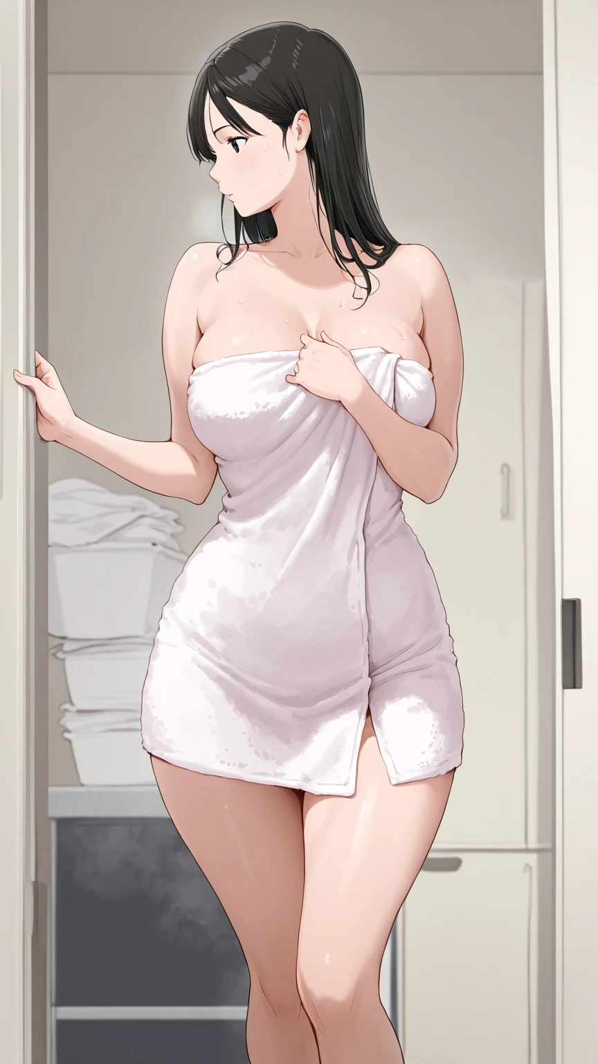 、(masterpiece、Highest quality)、Highest quality, Ultra-high resolution, (((masterpiece))), alone, Sweat、Big eyes, Composition from the front、Shortcuts、Embarrassed face、Blonde Hair、Short back hair、Monochrome、Pencil drawing、comics、Bathroom、Shower scene、 exposed、Completely naked、pubic hair、belly button、Large areola、Nipples、short hair