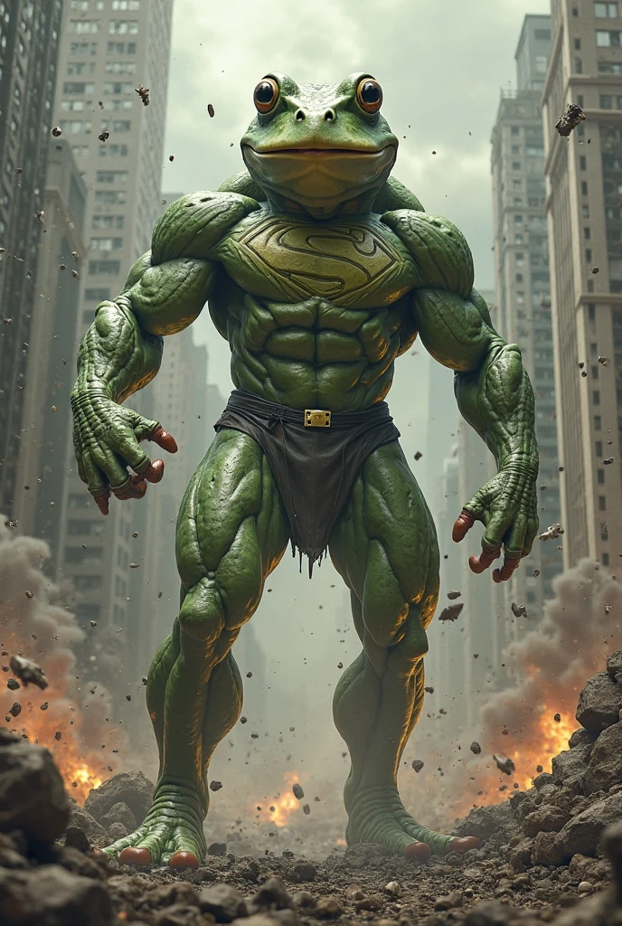 highest quality, detailed outer space background,
anthro frog wearing a black speedo and showing his muscles holding his wrists together, green skin, black sunglasses, shades, (open mouth smile), pecs, bodybuilder pose, looking at camera, turning,
<lora:KaminaShades:0.7> kamina shades