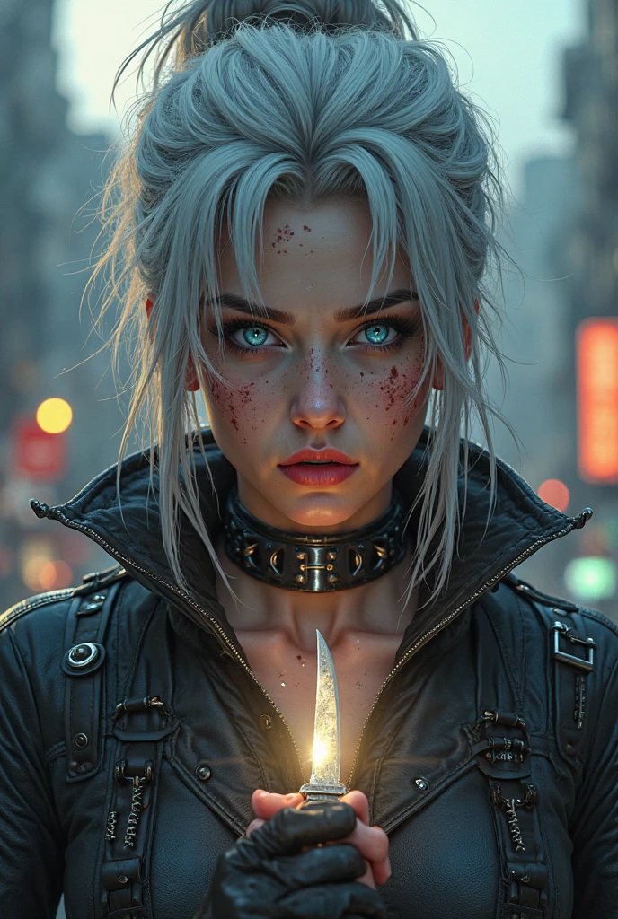 a close-up of a woman in a black bikini and a tattoo, cyberpunk art by Raymond Han, trends on ArtStation, Fantasyart, seductive cyberpunk dark fantasy, angry beautiful cyberpunk goddess, beautiful cyberpunk girl, beautiful cyberpunk woman model, cyberpunk 2 0 years. oh model girl, cyborg - girl with silver hair, female cyberpunk anime girl, ross tran 8k