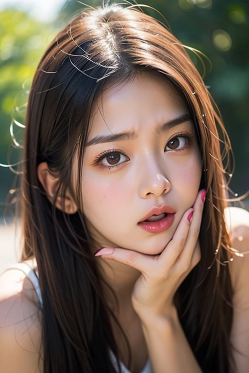 mesa, Mejor calidad, illustration, ultra detallado, finamente detalle, high resolution, Fondo de pantalla 8K, Perfect dynamic composition, hermosos ojos detallados, ropa sensual, Color natural de labios, pechos grandes, cuerpo completo, asiatica, instagram, influencer