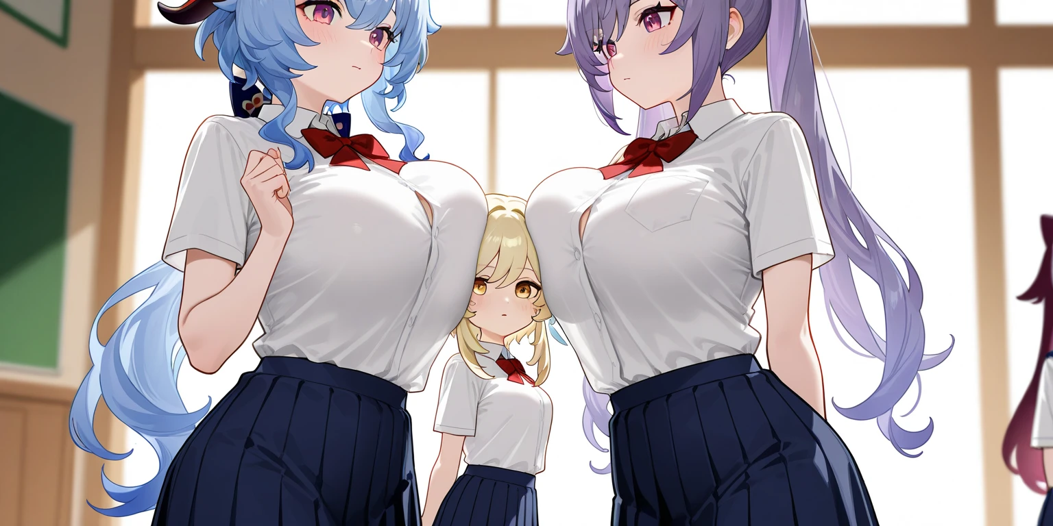 score_9, score_8_up, score_7_up, score_6_up, score_5_up, score_4_up, (source_anime), 2girls, yuri, breast sucking, Classroom, full body, massive breasts, madure woman, teacher, ??? , big size difference 