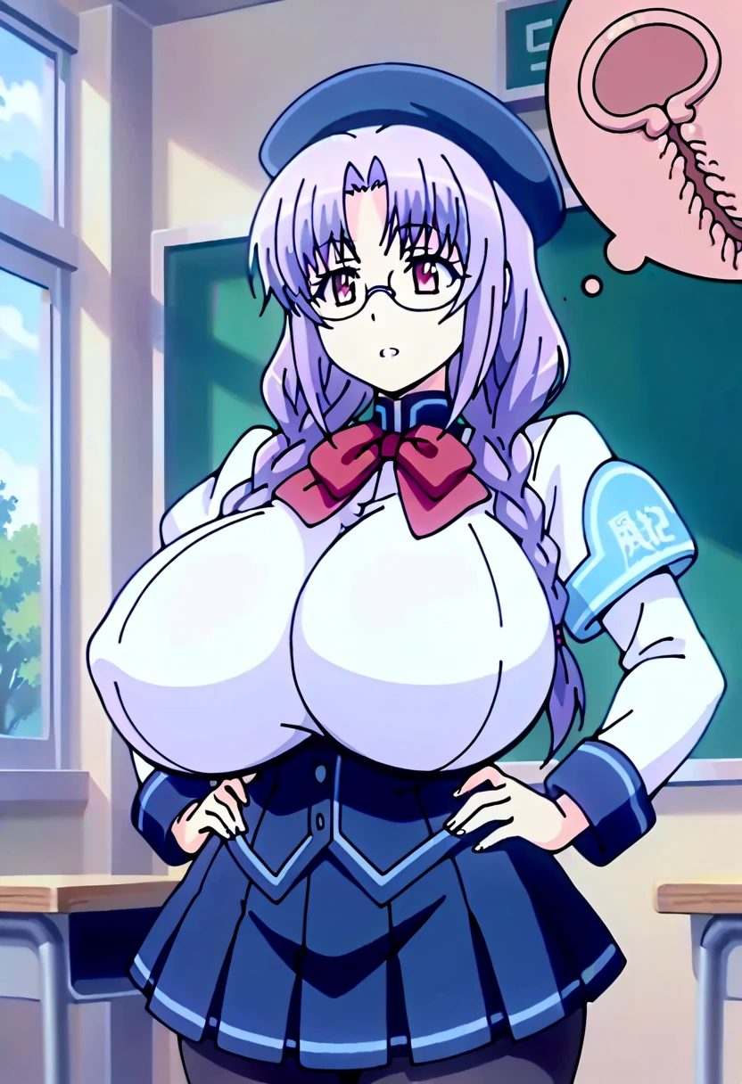 score_9, score_8_up, score_7_up,rating_explicit, very aesthetic,indoors,highschool,classroom,1girl,hanazawakana,paizuri.(fellatio,blowjob,deepthroat),head tilting down, bent over,breasts put on the desk,hair flip, looking at penis,ayane, red eye, purple hair, short hair,extremely detailed face,beautiful eyes,(gigantic breasts:1.2),reverse bunnysuit,fake rabbit ears,exposed breasts,nipples,long sleeves,animal choker with chain,groin,torn pantyhose, butt crack,vaginal penetration,daze,1boy,pov penis,cinematic lighting,bird's eye view,(side view:0.3),zPDXLxxx, best quality,absurdres,intricate details,official art,