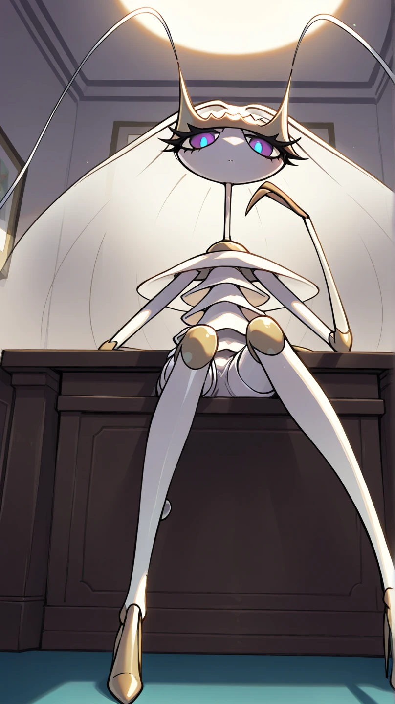 beatiful face,  gape, feet,best quality,tonemapping, sharp focus, hyper detailed,(pheromosa),best quality,beautiful,pokemon,(2 fingers),(Thin toes),(Clear eyes),detaileds,8K,Look at viewers, Sweating profusely, well-muscled, Lower grade，Open your ，Slut,{ spread},((knees to )),((leg hold, folded))、brightly lit room