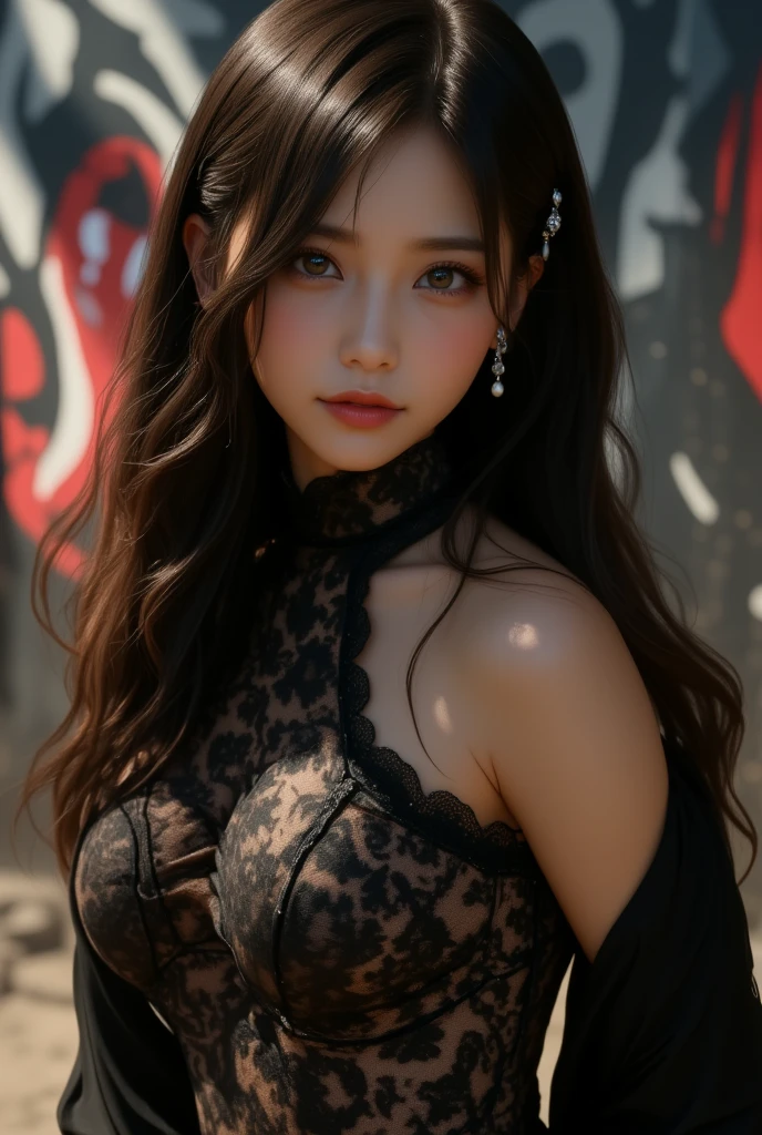 (RAW Photo, Best Quality), (Realistic: 1.3), Highly Detailed, Masterpiece, Hyperdetail, Illustration, 1 Girl, 23 years old chinese woman figure, full_body, HDR (High Dynamic Range), Ray Tracing, NVIDIA RTX, Super-Resolution, Unreal 5, Subsurface Scattering, PBR Textures, Post-processing, Anisotropic Filtering, Depth of Field, Maximum Sharpness and Clarity, Multi-layer Textures, Albedo and Highlight Maps, Surface Shading, Precise simulation of light-material interactions, perfect proportions, Octane Render, bi-color light, large aperture, low ISO, white balance, rule of thirds, 8K RAW, finger detailing, refined facial features, focus on the face, ((no extra limbs)), Dynamic Angle, World Mastery Theater, Best Quality, Extremely Detailed CG Unified 8k Wallpaper, Breathtaking, Cinematic Light, lens_flare, beautiful Eyes, symmetrical eyes, A beautiful flirtatiously smiling woman, a very busty ronin wearing gold lace kimono, Meiji restoration, blue eyes, yojimbo, cleavage, bare shoulders, HD, UHD, WLOP, Artgerm, intricate hairstyle