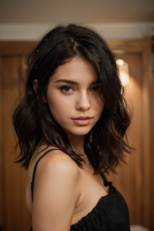 femme réaliste de couleur de peau noir avec les cheveux boucle, des sous vêtement ultra sexy et un regard de attrayant