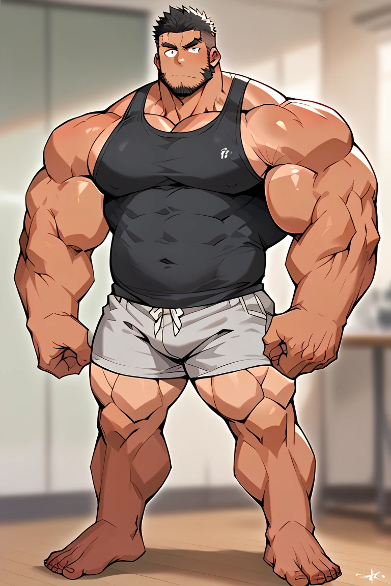 man, pumped up, big belly 