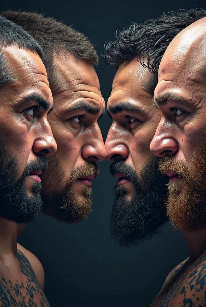 Two gay staring hatefully each other indian age 34 muscular 