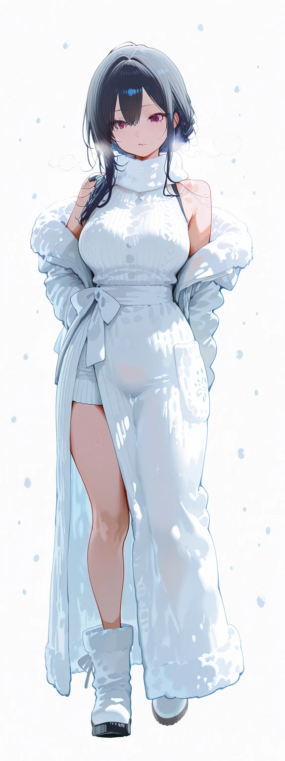 (full body shot) ((bird view photo)) a black wavy hair European woman, incredible blue eyes,, luminous design, masterpiece, best quality, extremely detailed 8k, ultra hd, ultra-detailed, highly detailed, highly realistic, (ultra-realistic), hyperrealistic, Real life style, (((top quality, masterpiece: 1.3)), (masterpiece), (best quality), (ultra-detailed),(nudes:1.2), (RAW photo:1.2),(masterpiece:1.3), (best quality:1.4), ultra high res, HDR, 8k resolution, dreamlike, check commentary, commentary request, scenery,((no text)), (full body), (detailed eyes),(detailed facial features), 1girl, araffed woman in white dress posing in front of a wall, super villain, beautiful russian woman, cosplay, cute girl with short pink hair, smooth white tight clothes suit, kwak ji young, sexy look((pubic hair)), cinematic lighting, (full body shot), depth of field, ultra fine details, detailed clothing, detailed scenery, (perfect face, detailed face, detailed eyes) (cinematic:1.5)(Top Quality, 8k, 32k, Masterpiece, UHD: 1.3)