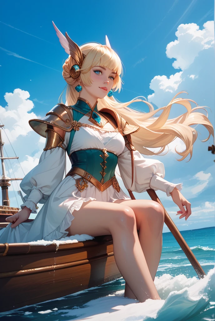 (masterpiece:1.4),(best quality:1.4),(shiny skin),realistic, ((sfw:1.6)),1girl,perfect hands
LeMalinDefault, pauldrons, epaulettes, pleated dress, double bun, white dress,
(bilateral symmetry:1.5), (fisheyes view:1.5), sea background, beautifull sky,
<lora:model_leMalinAzurLaneAllSkins_v6NAI:1> <lora:more_details:0.5>