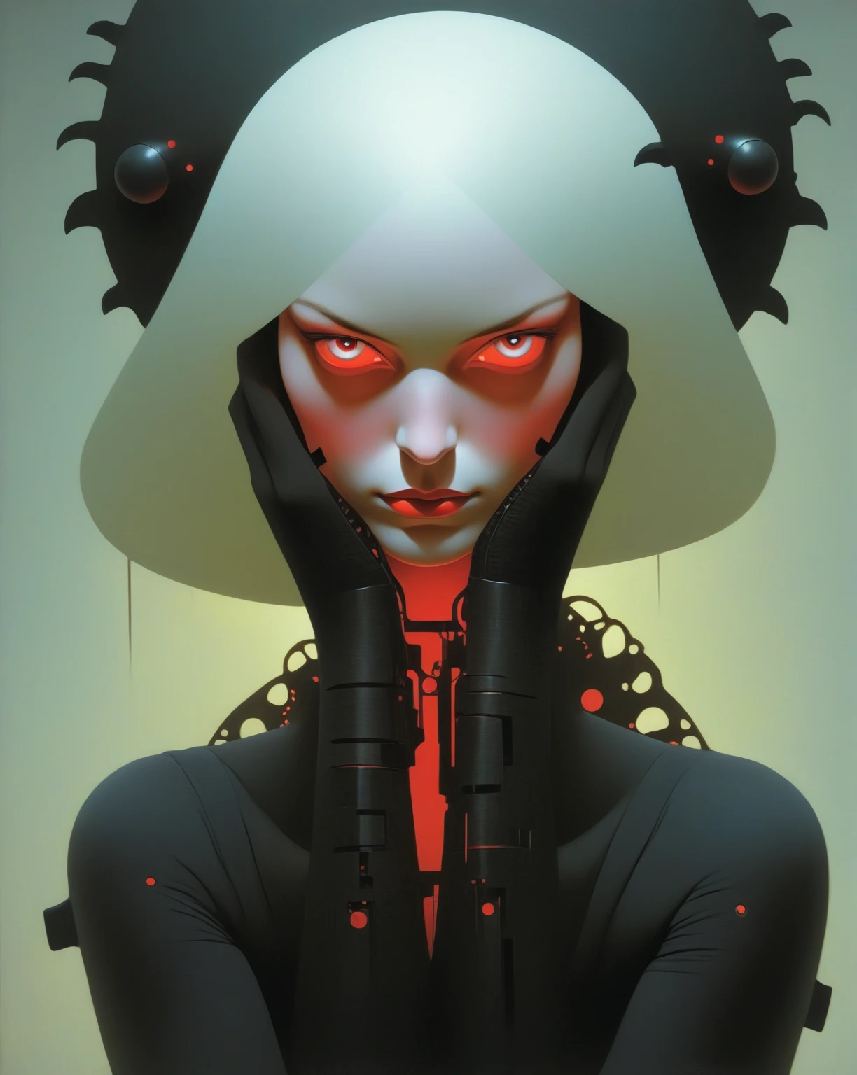 a close up of a person with a cigarette in their mouth, cyberpunk art inspired by Yanjun Cheng, trending on cgsociety, gothic art, orthodox cyberpunk, cyberpunk horror style, cyberpunk nun warrior, billie eilish as a nun, cyberpunk art style, in cyberpunk style, cyberpunk vibes, aesthetic cyberpunk, cyberpunk streetwear, hyper-realistic cyberpunk style