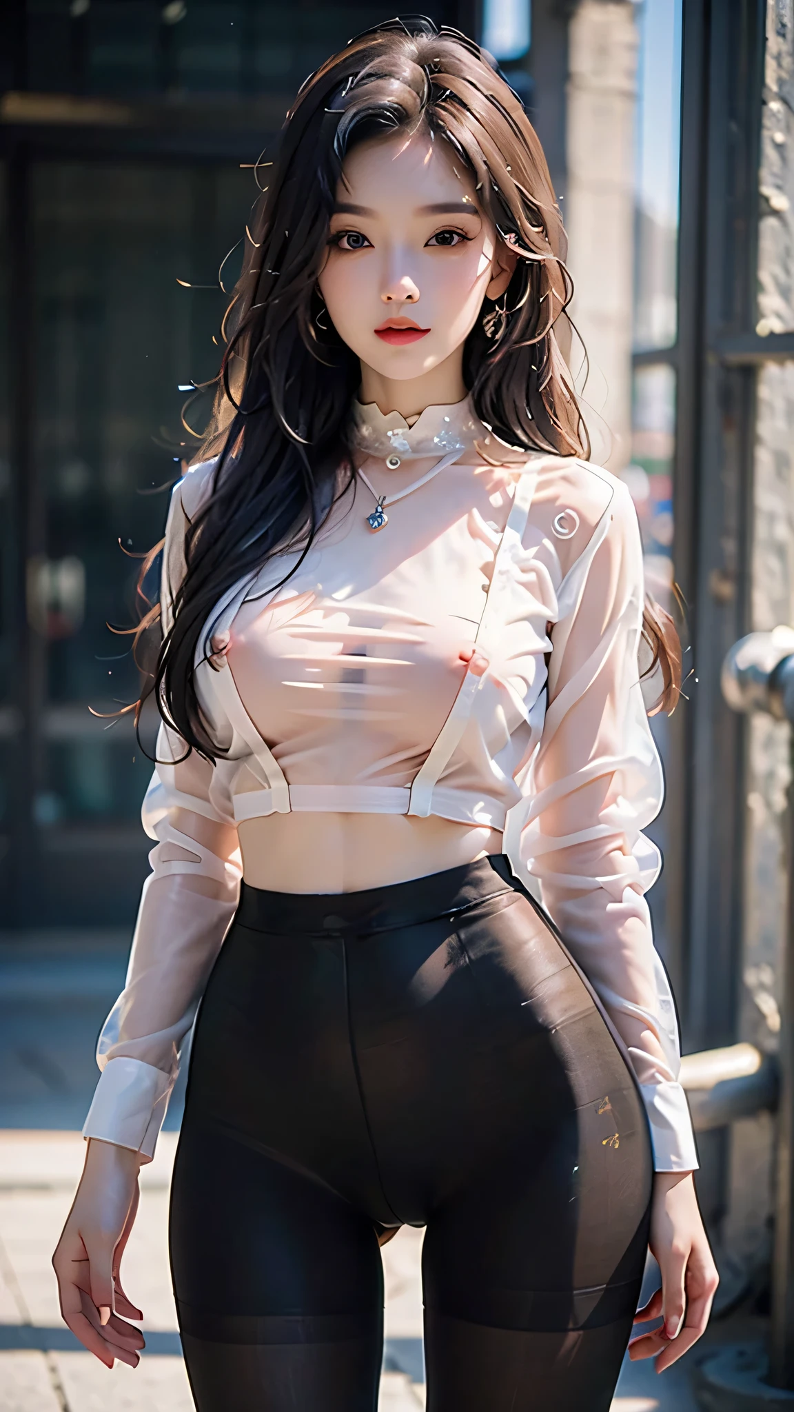 (nsfw:1.5), 1 beautiful young girl, Super beautiful detailed face, eyeliner, smile shyly, (Beautiful naked small breasts:1.2), (Slender body:1.2), (shiny pink latex turtleneck top, shiny pink latex mini skirt, shiny long coat with fluffy white fur:1.5), shiny wet pink lipstick, dark brown hair, semi-long hair, (Fine face:1.2), conceptual art, High quality, Realistic, extremely detailed CG unified 8k wallpaper, highly detailed, High-definition raw color photos, professional photography, Realistic portrait, Cinematic Light, Beautiful detailed, Super Detail, high details, (((Bokeh))), depth of fields, illumination, Neon Street, Super stylish lighting, (Beautiful naked small breasts:1.2)