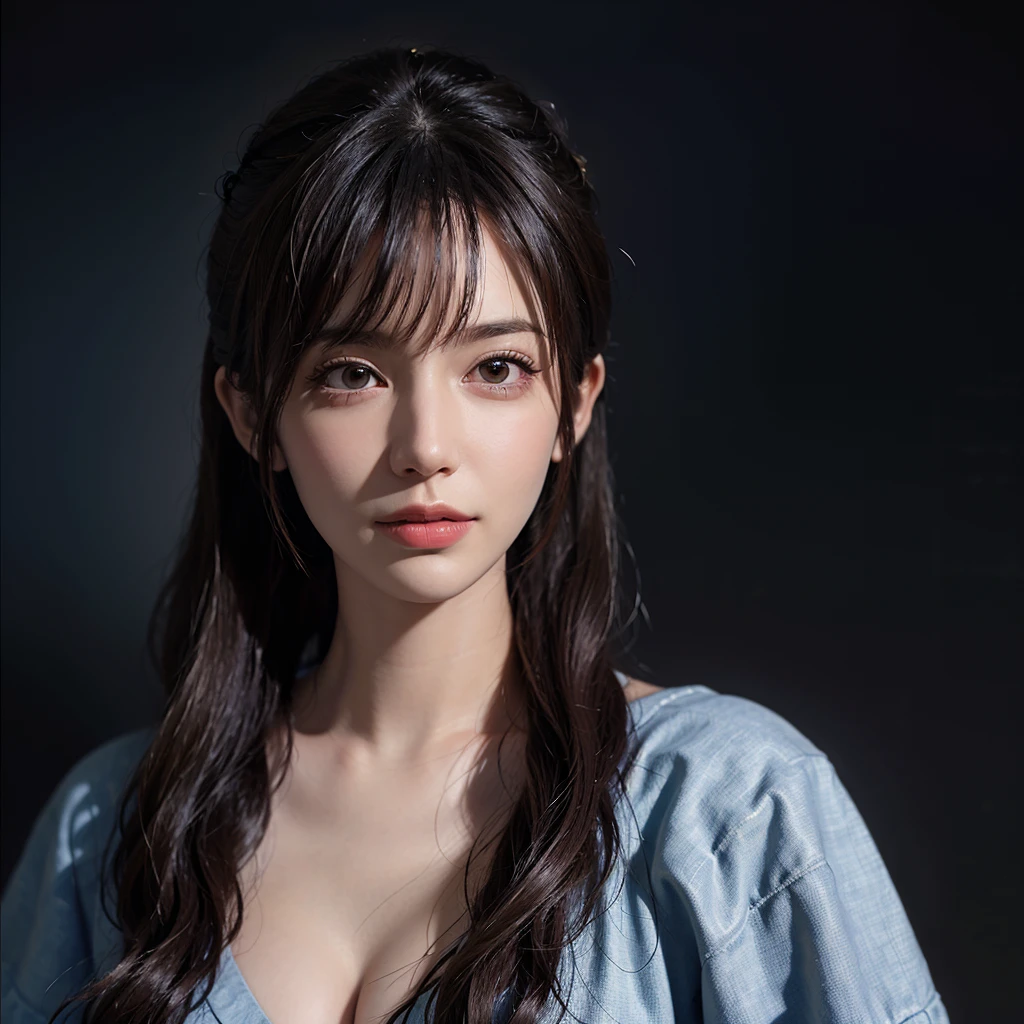 ((best quality, 8K, masterpiece :1.3)), girl 22
years old, highly detailed, facing camera head,
intricately detailed, realistic, sharp features,
highly detailed, sharp focus, perfect face,
perfect symmetry, perfect eyes, perfect lips,
flexible female body shape, cinematic, film light,
highly detailed, hyperrealistic, masterpiece,
atmospheric, high resolution,((passionate)),dynamic studio lighting, ((dark background)).studio, sexy face, facial expression when
receiving joy, straight bangs, big breasts,
open cleavage, Denim Jacket, looking at the viewer, atmospheric perspective, volumetric lighting, clear focus, absurd solution, nice
anatomy, (realistic, Hyperrealistic: 1.37), 16k HD,
information,((full shot)).