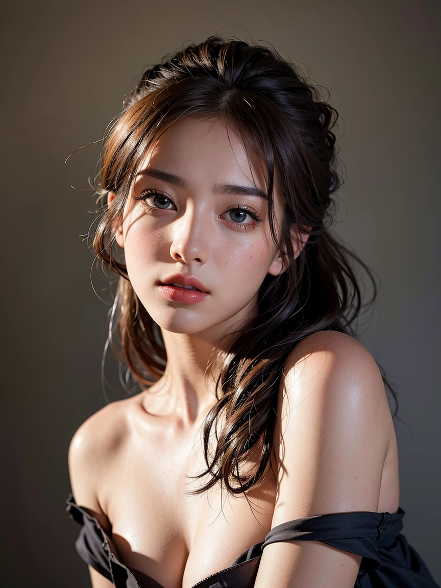doress、(Photorealsitic:1.4)、(hyper realisitic:1.4)、(realisitic:1.3)、(Smooth lighting:1.05)、(Improved lighting quality in movies:0.9)、32K、1 beauty、Tall slender 28 year old woman、Realistic lighting、back lighting、Facial light、raytrace、(brightened light:1.2)、(enhanced quality:1.4)、(Top quality real texture skins:1.4)、finely eye、finerly detailed face、Fine quality eye、(Tired, sleepy and satisfied:0.0)、 close up of face、tshirts、(enhance body line mood:1.1)、Beautiful brown hair、(Increase the beauty of skin texture:1.1)
