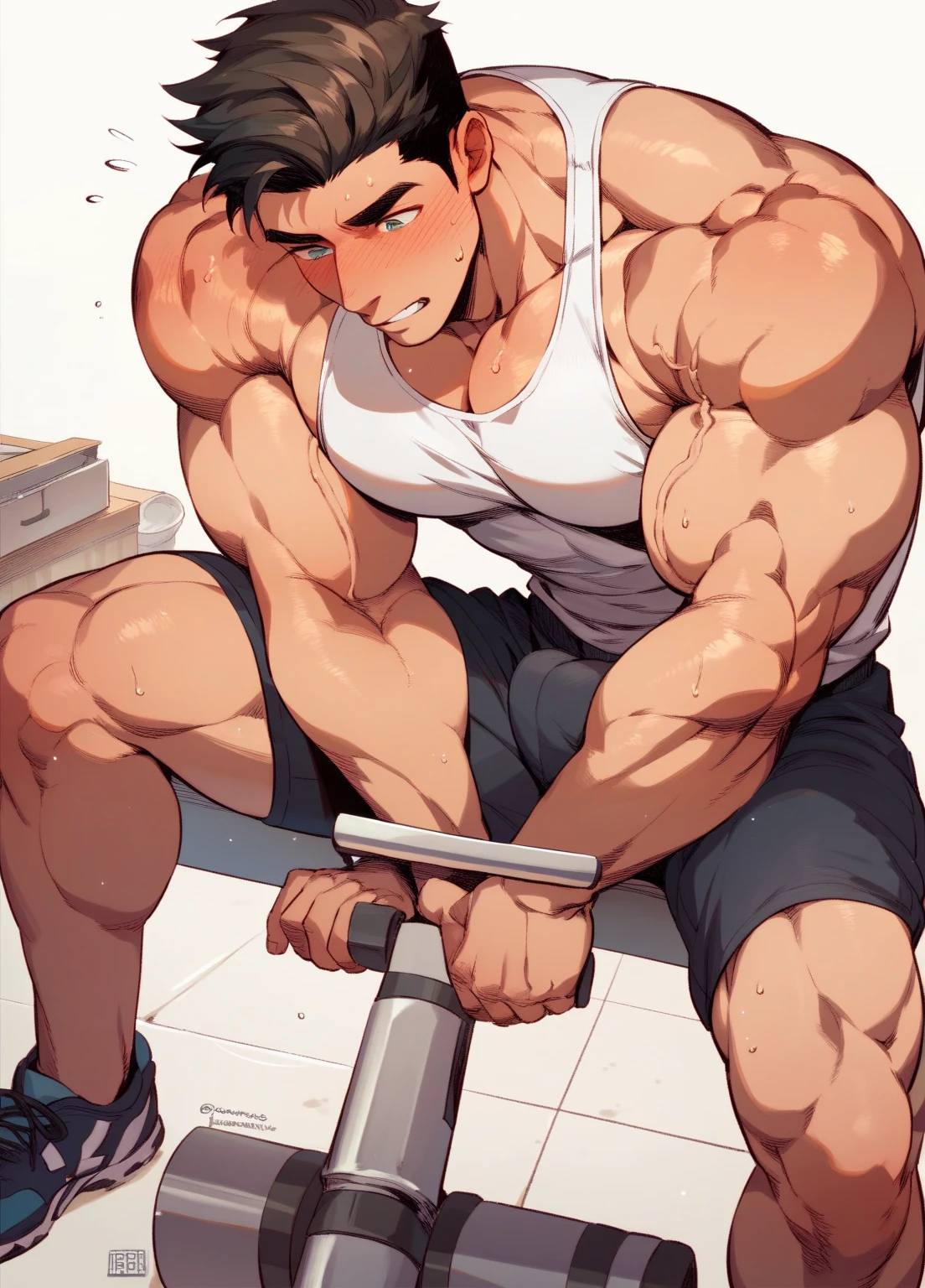 muscle woman play drums so angry