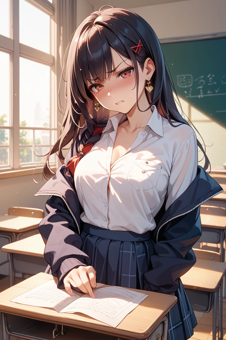 A classmate of a beautiful black-haired gal with a great figure is having intense sex with a fat and dirty man in the classroom after school.