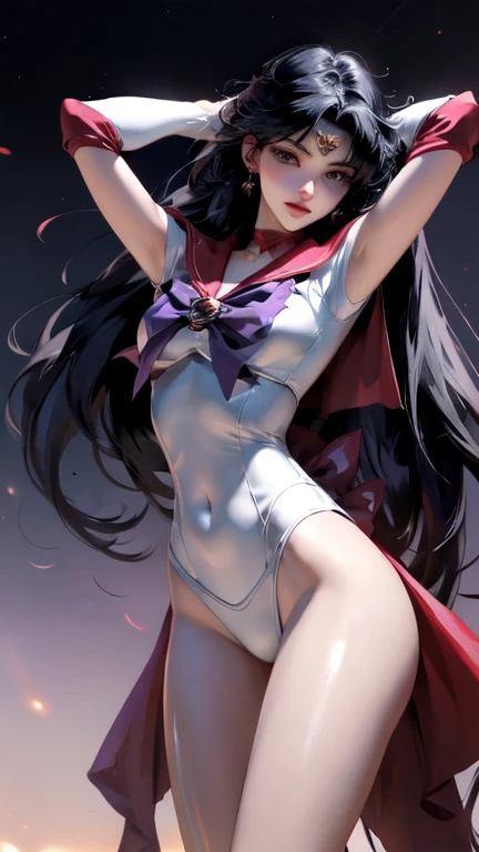 {{{{amazing quality, great quality, high quality, very aesthetic, aesthetic, best quality}}}},
realistic, photo, shadow, Three-dimensional, absurdres, Digital art,
{{{{Magical girl}}}}, beautiful girl, one girl,
black hair, long straight hair, hair, trimmed hair, shiny hair, blunt bangs, short sideburns,
brown eyes, tareme,
{{flat chest}}, {{small breasts}}, {{detailed body}}, slim thighs, thin thighs,
{{white leotard}, {leotard peek}}, {{pink sailor collar}}, {{pink elbow_gloves}}, {{red boots}},
ribbon trim, red bow tie, heart brooch, thigh strap, white headband, white circlet, white cloak,
{{both shoulders expose}}, {{covered navel}},
{{magic circle}}, troubled face, defeat, distress, resistance, absurdres, sexual pleasure, shy, orgasm, sensitive body, trembling, Sweat, tears, disheveled hair, Multiple enemies attack the girl, torn clothes, wet clothes, melted clothes, transparent clothes, damaged clothes,