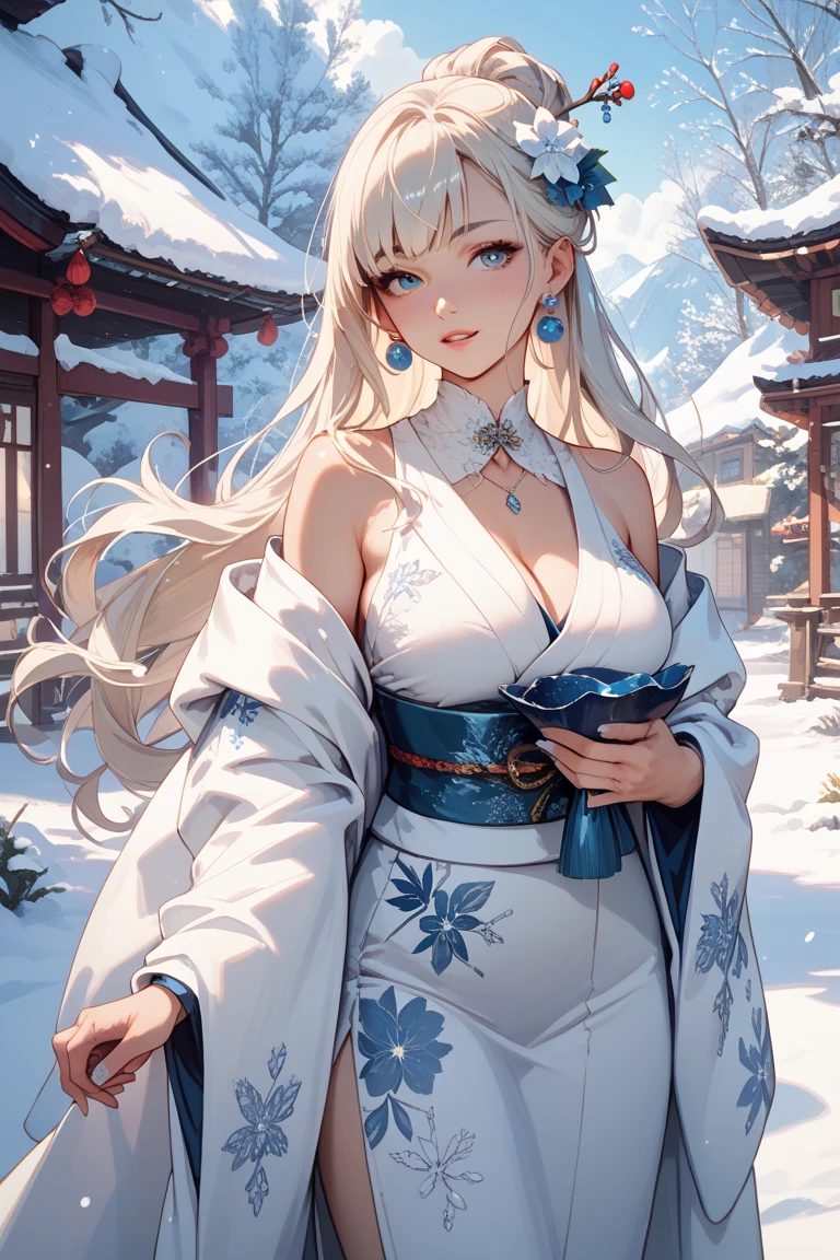 ((masterpiece:1.5、8k、Portraiture、Photorealistic and very detailed CG、Very detailed、Particle Effects、Dynamic Effects、Shallow depth of field、Cinematic Light、Lens flare、Ray Tracing、Tabletop、Realistic:1.4、Ultra-high resolution:1.2、Realistic、Realistic))((alone、,A woman wearing a cashmere coat over an off-the-shoulder dress:1.4、wear a long scarf、Elegant woman posing、Detailed face、brightexpression、young, bright, Whiter skin、Ample breasts、Best Looks、Ultimate beauty、Shiny silver hair with highlights、bright and shiny hair,、Super long, Silky straight hair、Hair dancing in the wind))(morning、indoors, winter, snow, fireplace、Sitting)