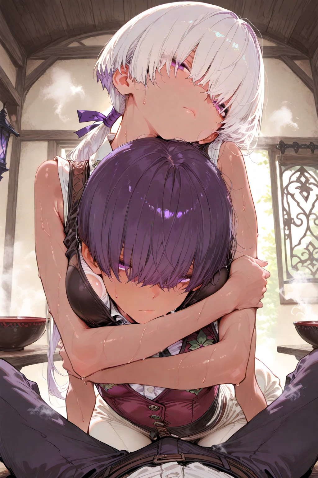 (best quality), (masterpiece), high res, all detailed, DQSage, long blue hair, red eyes, circlet, aqua cape, white dress, strapless, belt, elbow gloves, yellow gloves, yellow boots, medium cleavage, (white underwear, panties aside, torn clothes:1.2), BREAK (NSFW), solo, 1girl, looking away, (doggystyle, ALL FOURS, open mouth, fellatio), (tentacles sex, vaginal, extend tentacles:1.15), (rape, restrained:1.2), (one eye closed, crying, tears:1.2), drooling, saliva trail, sigh, blush, sweat, (forest, tentacle-pits), cinematic lighting, diffraction spikes,