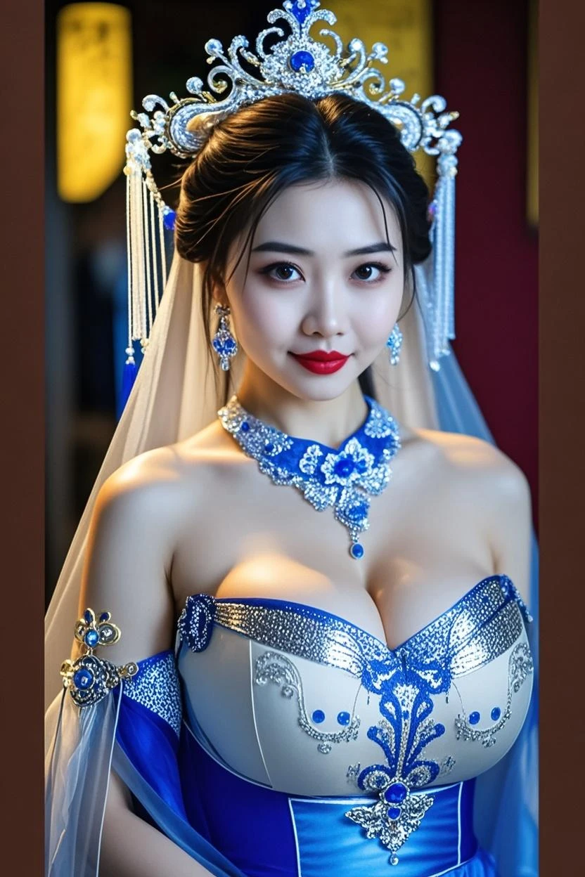 (heavy chest)、highest quality、masterpiece、Super high resolution、(Blue Dragon Armor)、(((Metal製))),(((big breasts)))、(((detailed white micro bikini))),(wears a beautiful crown made of precious stones),(Photoreal:1.4)、RAW photo、1 girl、(((random hair))、(((take various poses)))、glowing skin、(((black chinese dragon)))、intricate and gorgeous hair ornaments、(Looks like a gorgeous jewelry necklace)、(Someone who looks at you with calm, goddess-like eyes.)happiness:1.2)、(metal bikini background)).((Beautiful coral and sea background))、sheer cliff、(ruins background)、((Super realistic details))、Portrait、global illumination、(sexy pose)、Shadow、octane rendering、8K、big breasts、Raw skin exposed in the cleavage、Metal、intricate decorative details、Japan details、very intricate details、realistic light、CG Society Trenlow Eyes、Eyes shining towards the camera、two stock、(veil)、(((heavy big))),Shining eyes shine、armpit、