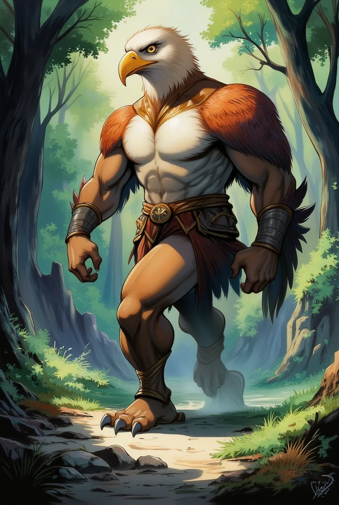 (by tojo-the-thief), a full body view of an anthro muscular ((rathalos)) looking at the viewer, in ((tribal clothing)), nipples, male, standing, bulge, loincloth, bone necklace, armbands, nipple piercing, feet, big feet, large feet, padded feet, countershade feet, plantigrade, humanoid feet, 3 toes, 3 big toes,