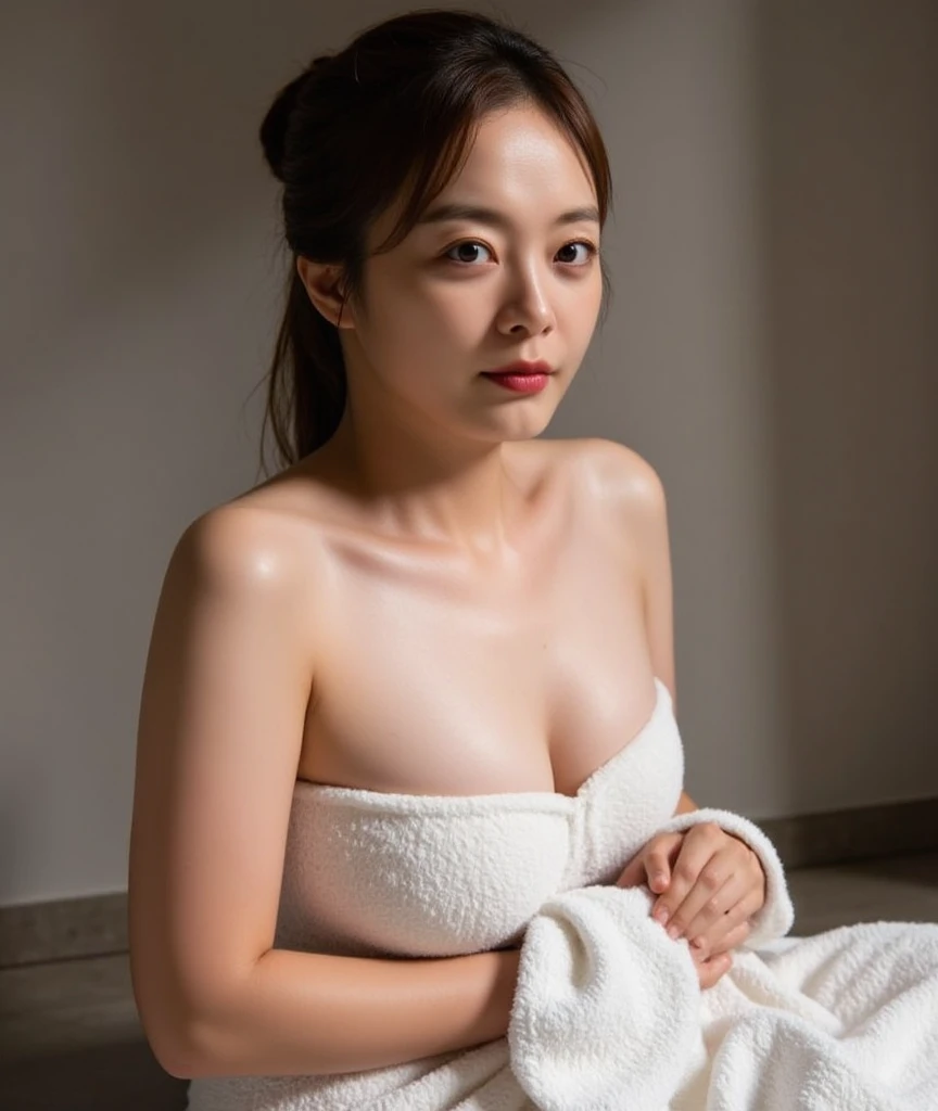 ((((masterpiece、Highest quality、High resolution、Tabletop、wallpaper、Realistic、Bright lighting、Professional Lighting、Face Light、Smooth lighting、Japanese women、Beautiful woman、action、gravure、sexy、so beautiful、Beautiful Skin、Beautiful and exquisite、Detailed face、slim、Looking into the camera、Cleavage))))、((Big Breasts:1.2))、((((One woman、white bikini、underboob:1.2))))