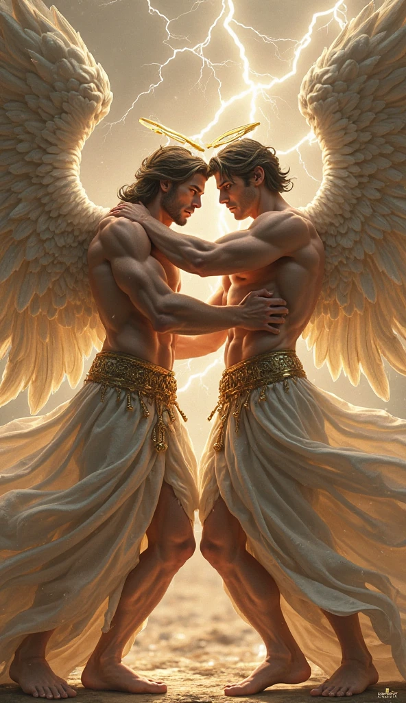 French and German men Close-up of a man holding a child with wings, winged boy, Tall anime character with blue eyes, Angels protect humans, Eros and Death, 2 angels, winged human, Angelic, two anime handsome men, low angel, makoto shinkai and (cain kuga), artjem and genzoman, Petros and Leonid（（Very relaxed and lazy look！））, （（Unintentionally exposing chest muscles））Handsome male, Handsome chad chin, Handsome and attractive, Handsome and elegant, Handsome man, Sexy masculine, masculine and Handsome, , Handsome, Attractive posing, attractive male, , Attractive man, 3 2 year old male！Lift your little head，（（Loose tie，））Kominan ，（closeup portrait！)）showing off his hairy pecs。（Show hairy chest muscles），），(使用short mustache），(Show hairy chest muscles），)，(short mustache，）headspace！Charming and serious look，（Handsome男人，Perfect body anatomy，Beautiful man face detail，，perfect hand！Ultra-low angle shooting！！