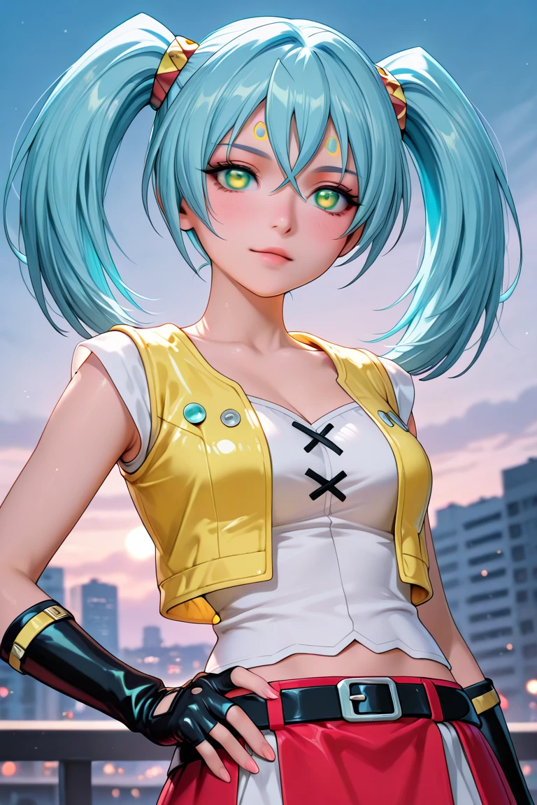 Anime girl with blue hair and horns on a street, 3D realistic anime, 2. 5 d cgi anime fantasy artwork, anime style 3d, anime style. 8k, 4k anime style, 3d style realistic anime, deviantart artstation cgscosiety, digital anime art, guweiz style art art, detailed digital anime art, white shirt, dragon wings