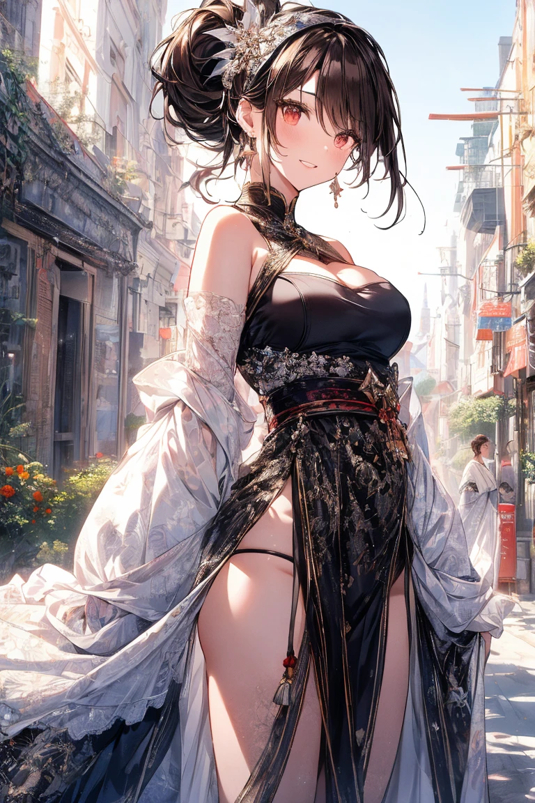 absurdres, RAW photo, extremely delicate and beautiful, masterpiece, Highest Quality, ultra high resolution, 32k, hyperrealistic, realistic, photorealistic, photo-realistic, Real, ultra-detailed, Very detailed CG 8k wallpaper, detailed background, landscape, Beautiful Lighting, Perfect Lightning, Realistic Shadows, perfect anatomy, anatomically correct, ideal ratio body proportions, perfect figure, Perfect Style, Perfect balance, super Detailed skin, 20 years old, very Slim body, narrow waist, very small head, very small face, delicate facial features, handsome detailed woman, very detailed eyes and face, realistic face proportions, Realistic beautiful face, Realistic beautiful eyes, tearful mole, earring, very huge round tits, medium hair, asymmetrical hair, wavy hair, leg, thigh, knee, ritualistic, Birth, Face concealment, mask, Daoism, curse, apparition, Complaining, ghosts, Creepy Exorcism Tag,