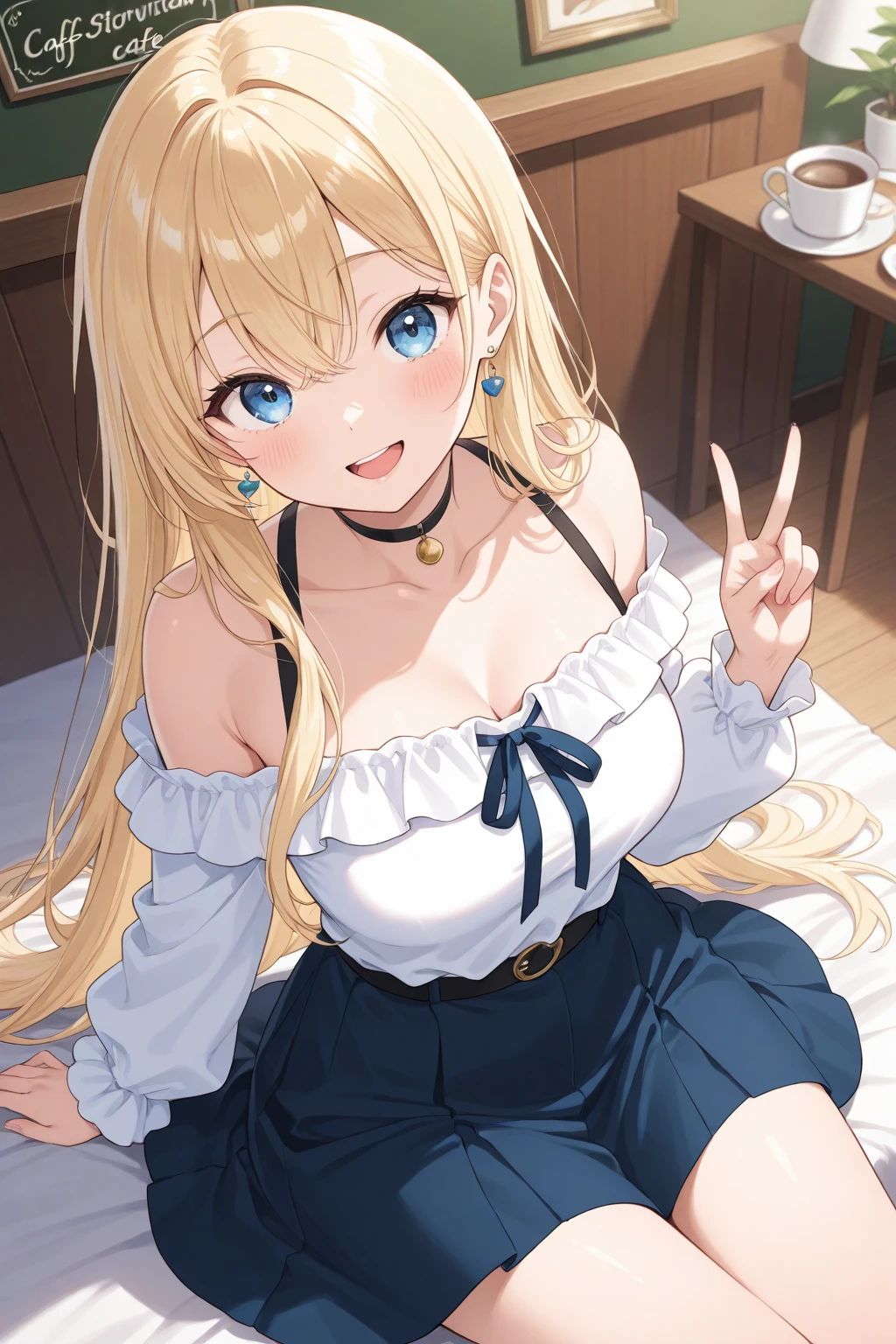 Tabletop, highest quality,figure, wallpaper, Super detailed, Absurd beauty、Lying down、Sloppy、Laziness、A relaxed expression、((1 beautiful girl、16 years old))、(Blonde、Long Hair、Braided hair、Wavy Hair、Being lazy、Showing cleavage,)、My Room、Casual attire、Summer clothes、Loungewear、evening、Backlight、The window is open