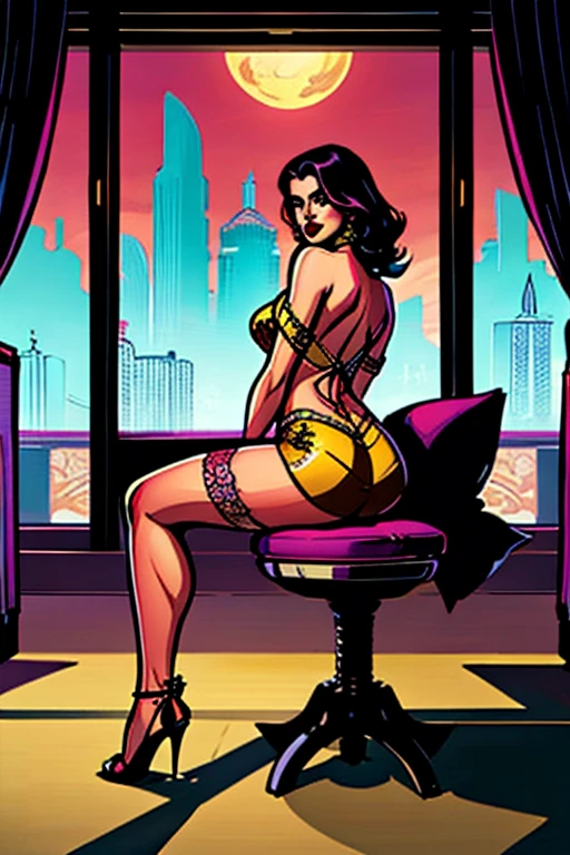 <lora:lanaKaneArcher_v10:0.8> (lana) wearing black lingerie bra panties and thigh highs, ((full body sexy pose)) photo, fancy hotel room background, masterpiece, best quality, solo focus, high detailed skin, sharp focus, 8k uhd, dslr, volumetric lighting, chromatic aberration, saturated vibrant colors,archerstyle