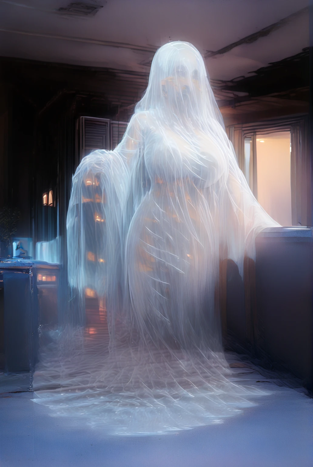 a girl entangled in the spider web, struggle, detailed classroom, (cocoon:1.3), spider web, hanging, spider in the web, spider