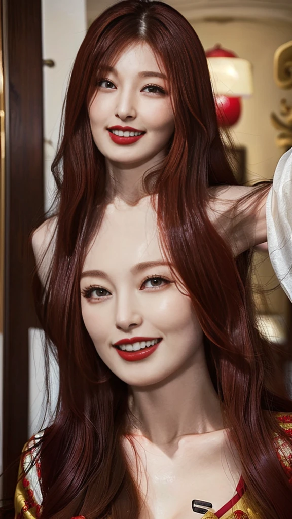 a gidlemiyeon, perfect eyes, red dress, window, book, table, (ultra realistic:1.2), (standing in castle room:1.1), (close-up photo:1.4), (masterpiece:1.1), (intricate:1.2), (looking at camera:1.2), (dramatic:1.1), (best quality:1.2), <lora:gidlemiyeon23-v1-128-db-dadapt-capwaf015-bs10-te05-66r:1>
