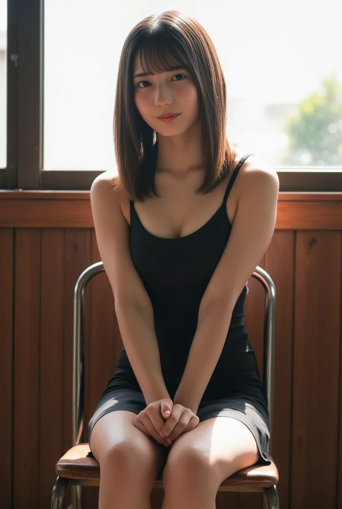 Kasumi, brown eyes, (best quality, ultra-detailed), (realistic:1.37), beautiful and detailed face, ultra-realistic texture, delicate face, delicate body, red lipstick, bright colors. High definition, 8K.